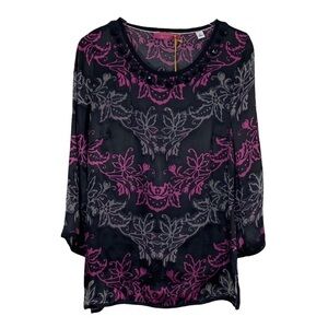 ROBERT GRAHAM - POLY / SILK BLEND VIBRANT TOP / TUNIC - STYLE IS CABIRIA - B1
